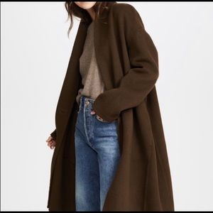 Vince high collar V neck wool coat